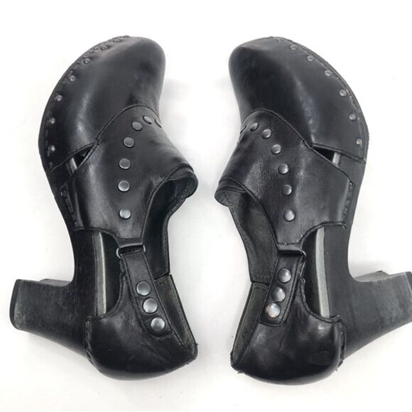 Dansko RYDER Black Leather Studded Heeled Platform Clogs - Picture 8 of 16